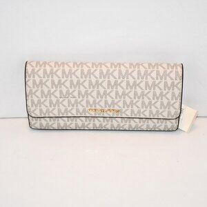 Michael Kors LARGE Signature Logo Snap-Front Wallet in Vanilla Acorn #32S4GJ6E7B
